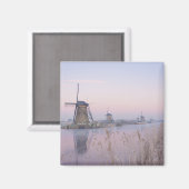 Aimant Lumière du lever du soleil en hiver sur les moulin (Recto/Verso)