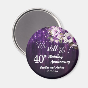 Aimant Lumières de corde de 40e anniversaire de mariage,