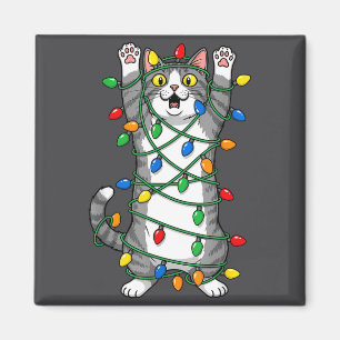 Aimant Lumières de Noël de Chat Humour de Noël Drôle Miao