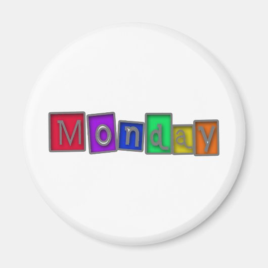 Aimant Lundi design coloré ! (Devant)