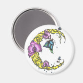 Aimant Lune avec orchidées et papillons (Recto/Verso)