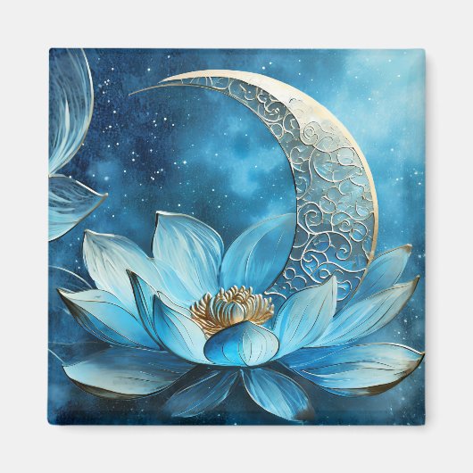 Aimant Lune céleste et fleur de lotus (Devant)
