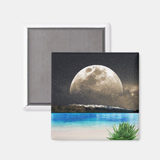 Aimant Lune Et Plage (Recto/Verso)