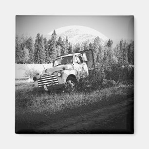 Aimant Lune sur rouille Vieux Camion de ferme