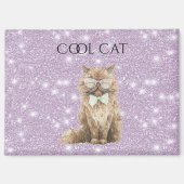 Aimant Lunettes de chat cool marron scintillement violet (Recto)