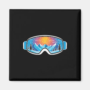 Aimant Lunettes de Ski Art Nature Montagnes Minimalisme S