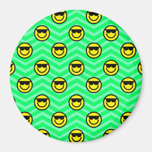 Aimant Lunettes de soleil Happy Face sur Neon Green Chevr
