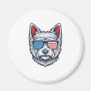 Aimant Lunettes de soleil pour chien Westie patriotiques