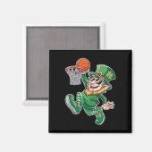 Aimant Lutin de basket-ball Saint-Patrick drôle de jeu (Recto/Verso)