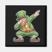 Aimant Lutin de la Saint-Patrick Dab Dabbing en vert  (Devant)