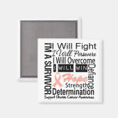 Aimant Lutte contre le cancer utérin Persévère Surmonter  (Recto/Verso)
