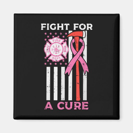 Aimant Lutter Pour Un Pompier Cure Us Drapeau Cancer Du S (Devant)