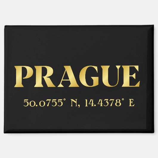 Aimant Lux Gold Prague Latitude et Longitude (Recto)