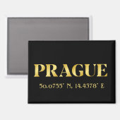 Aimant Lux Gold Prague Latitude et Longitude (Recto/Verso)