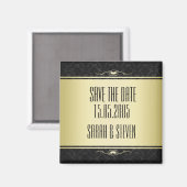 Aimant Luxe Black/Gold Damask Enregistrer la date (Recto/Verso)