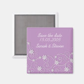 Aimant Luxe Elegant White Swirls Purple Enregistrer la da (Recto/Verso)