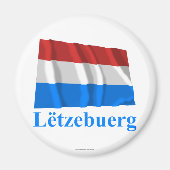 Aimant Luxembourg Drapeau avec nom en luxembourgeois (Devant)