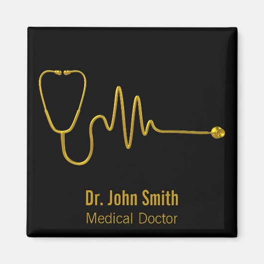 Aimant Luxury Gold ECG Wave EKG Line Stethoscope Medical (Devant)