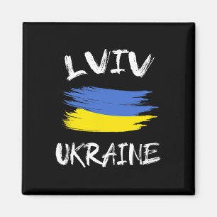 Aimant Lviv Ukraine Souvenir Drapeau Ukrainien Brosse