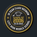Aimant Lycée Classe Réunion Collège Année d'obtention du<br><div class="desc">Cadeaux et articles de retrouvailles personnalisés pour les diplômés du secondaire et les diplômés du collège. Tous les textes sont modifiables pour convenir à votre occasion. La couleur Arrière - plan et la couleur du texte sont modifiables à l'aide de l'outil de conception. Un souvenir parfait pour une réunion scolaire...</div>