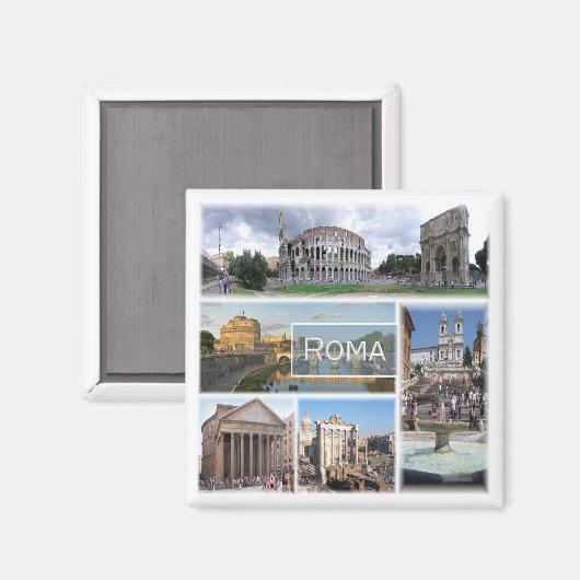 Aimant LZO006 ROME, Mosaïque, Latium, Italie, Réfrigérate (Recto/Verso)