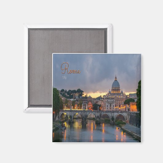 Aimant LZO039 ROME - Pont Sant'Angelo, Dusk, Frigo (Recto/Verso)