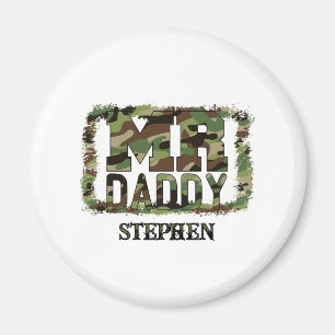 Aimant M. Daddy Camouflage Design avec nom personnalisé