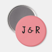 Aimant m. et mme mariage rose personnalisé (Recto/Verso)