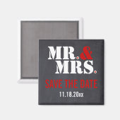 Aimant M. et Mme typographie moderne mariage Save the Dat (Recto/Verso)