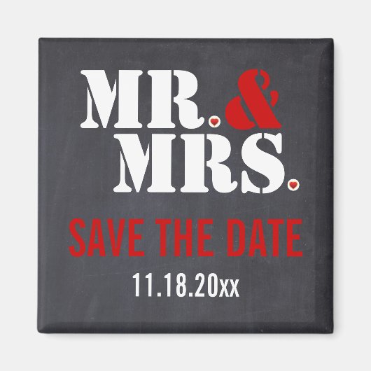 Aimant M. et Mme typographie moderne mariage Save the Dat (Devant)
