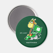 Aimant M. Lucky. Funny Giraffe St.Patrick's Day Custom (Recto/Verso)
