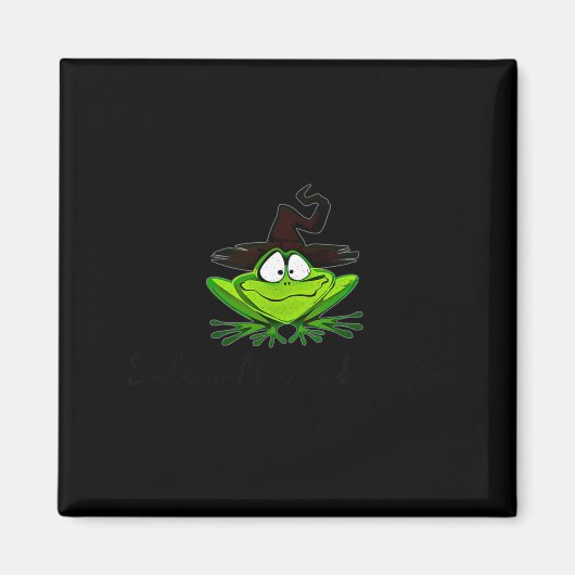 Aimant M Machusetts Whimsy Frog Witches Hat Halloween Wit (Devant)
