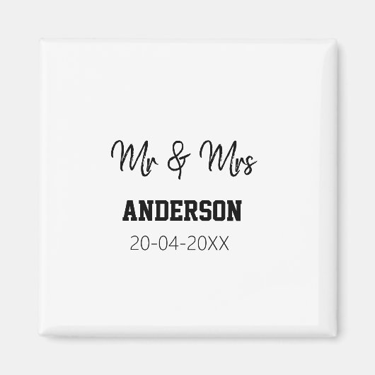 Aimant M. & Mme ajouter nom de famille date année mariage (Devant)