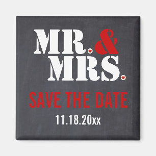 Aimant M. & Mme. Mariage typographie moderne Enregistrez