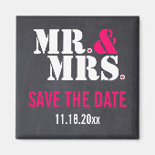 Aimant M. & Mme. typographie moderne mariage Save the Dat (Devant)