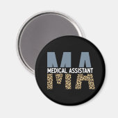 Aimant MA Médicale Assistant Empreinte de léopard (Recto/Verso)