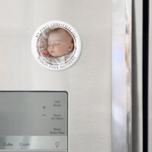 Aimant Ma première photo de bébé personnalisée de Noël