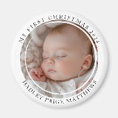 Aimant Ma première photo de bébé personnalisée de Noël (Devant)
