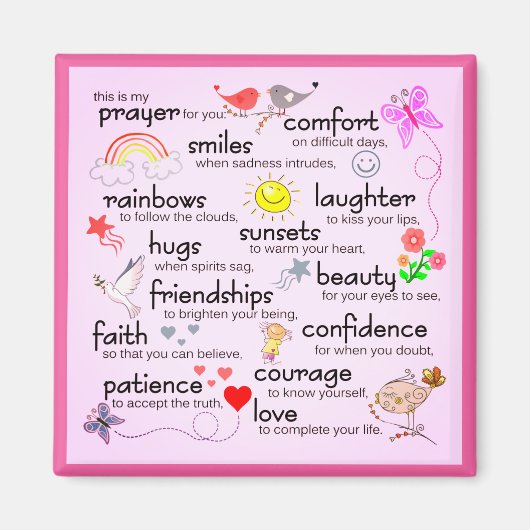 Aimant Ma Prière Pour Vous | Rose (Devant)