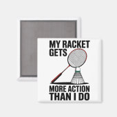 Aimant Ma raquette a plus d'action que moi Funny Badmint (Recto/Verso)