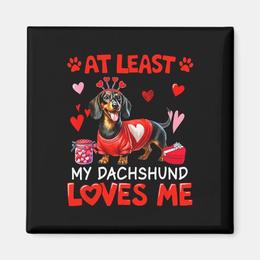 Aimant Ma Saint-Valentin de dachshund amoureux au moins (Devant)