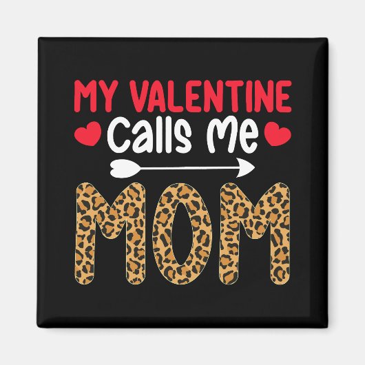 Aimant Ma Saint-Valentin m'appelle maman léopard plaid bu (Devant)