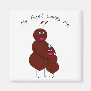 Aimant Ma tante m'aime Tante mignonne et fourmi de dessin