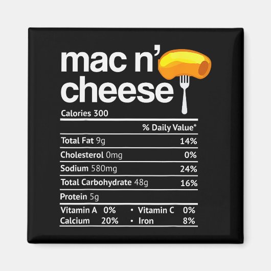 Aimant Mac And Cheese Nutrition Funny Thanksgiving Mac N' (Devant)