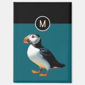 Aimant Macaron atlantique faune océan bleu monogramme (Recto)