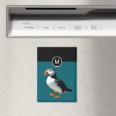 Aimant Macaron atlantique faune océan bleu monogramme (In Situ (Lave-vaisselle))