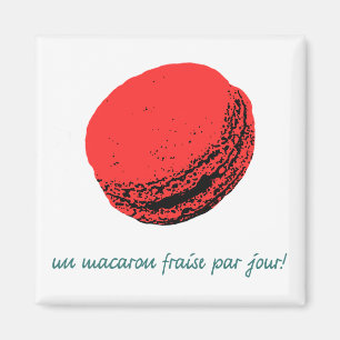 Aimant macaron aux fraises