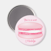 Aimant macaron rose mignon si doux nom filles (Recto/Verso)