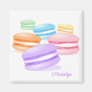Aimant macarons arc-en-ciel pastel
