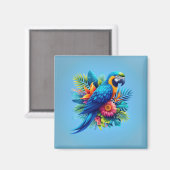 Aimant Macaw tropicale bleue et colorée (Recto/Verso)
